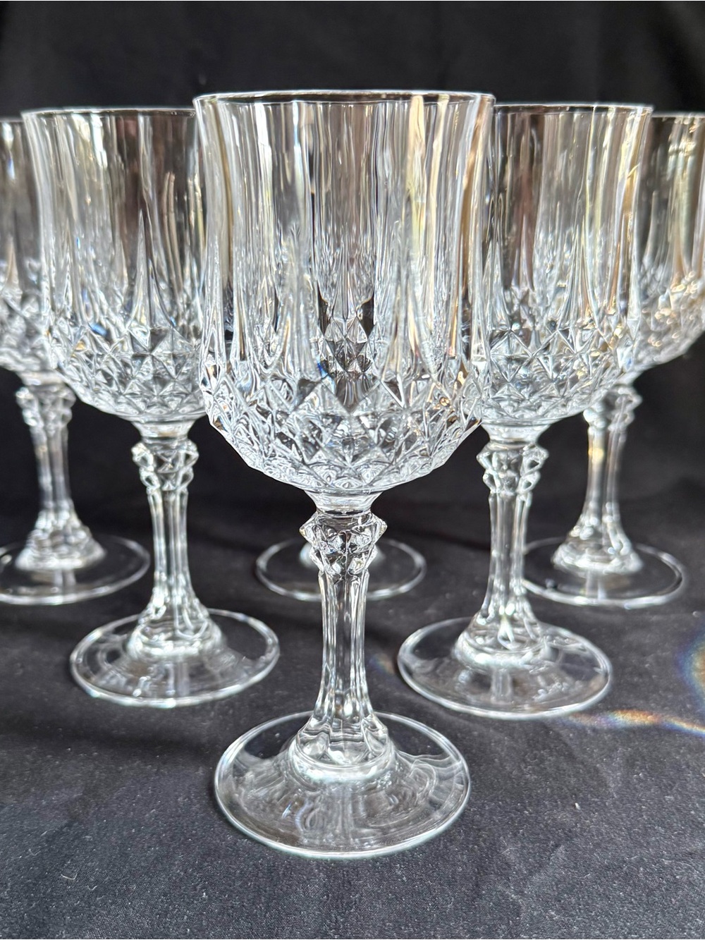 Vintage Cristal d’Arques “Longchamp” Crystal Wine Glasses/Goblets- set of 6